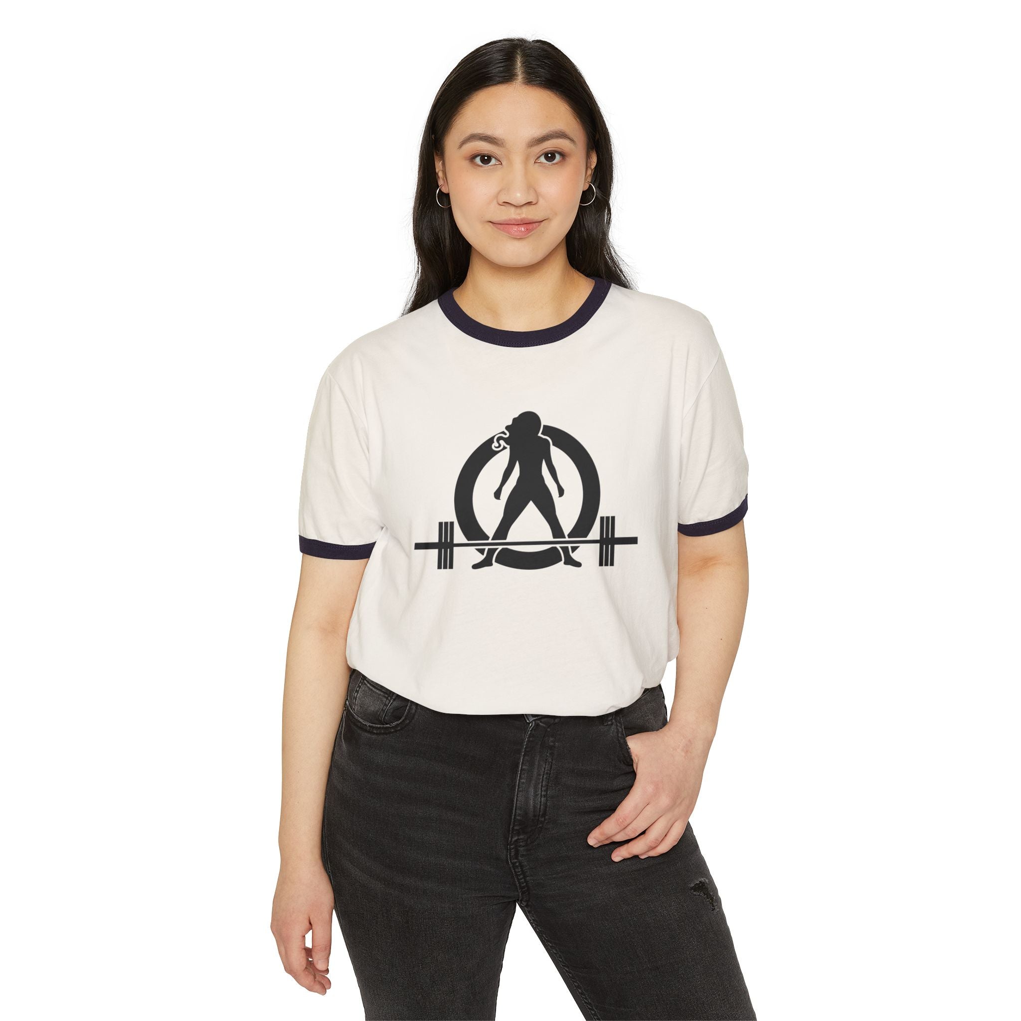 I DON’T WANT TO LOOK SKINNY I WANT TO LOOK LIKE I CAN KICK YOUR ASS – Unisex Cotton Ringer T-Shirt – Black Classic Logo Front & Back