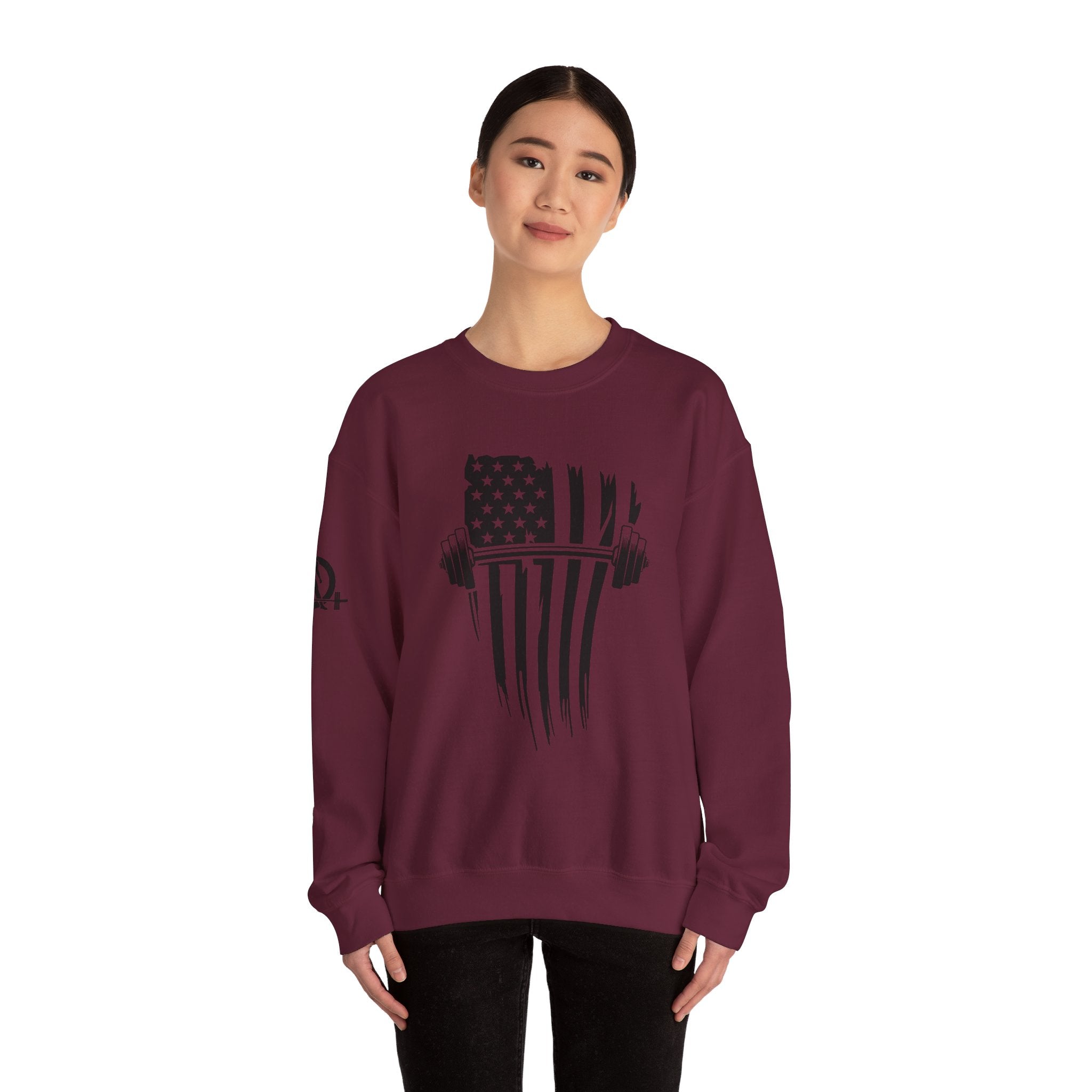 USA Barbell - Unisex Heavy Blend™ Crewneck Sweatshirt - Black Logo
