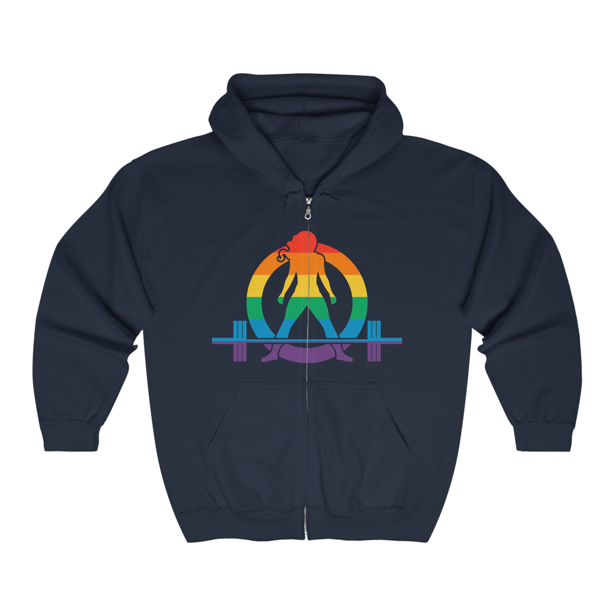 Pride Logo Front Chest - Unisex Heavy Blend Full Zip Hooded Sweatshirt - Plain Back