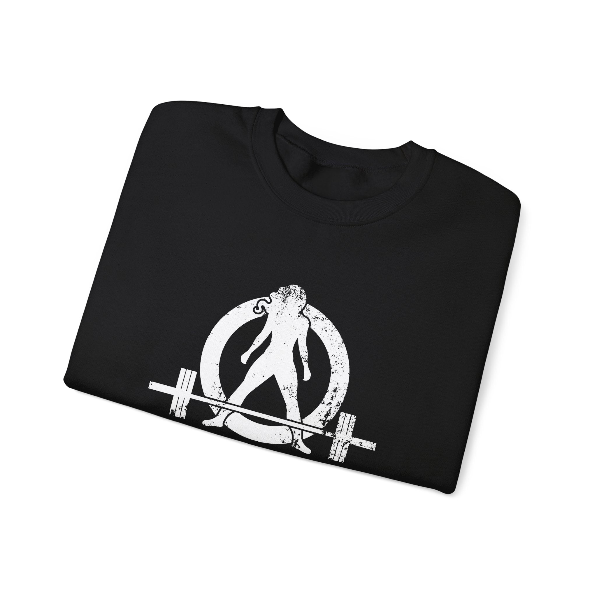 I DON’T WANT TO LOOK SKINNY I WANT TO LOOK LIKE I CAN KICK YOUR ASS - Unisex Heavy Blend™ Crewneck Sweatshirt - Distressed White Logo