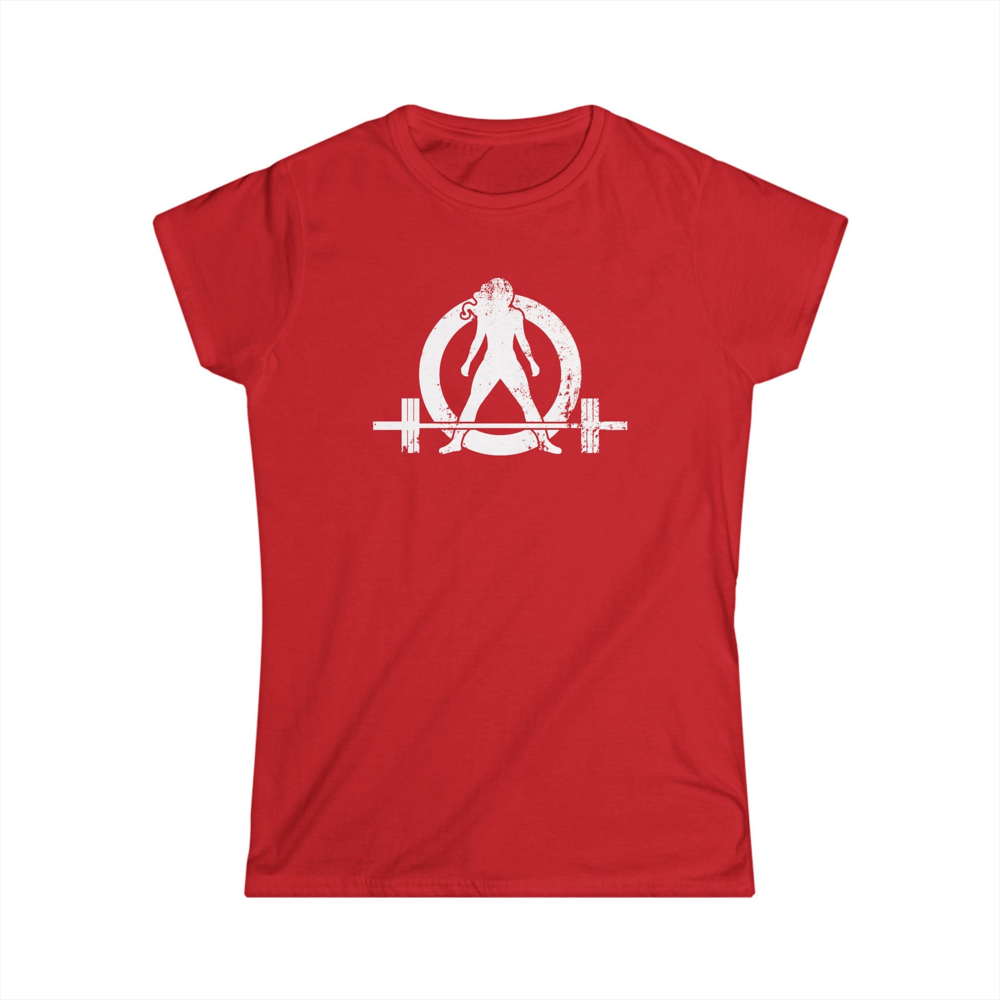 I DON'T WANT TO LOOK SKINNY I WANT TO LOOK LIKE I CAN KICK YOUR ASS - Women's Softstyle Tee - Distressed White Logo