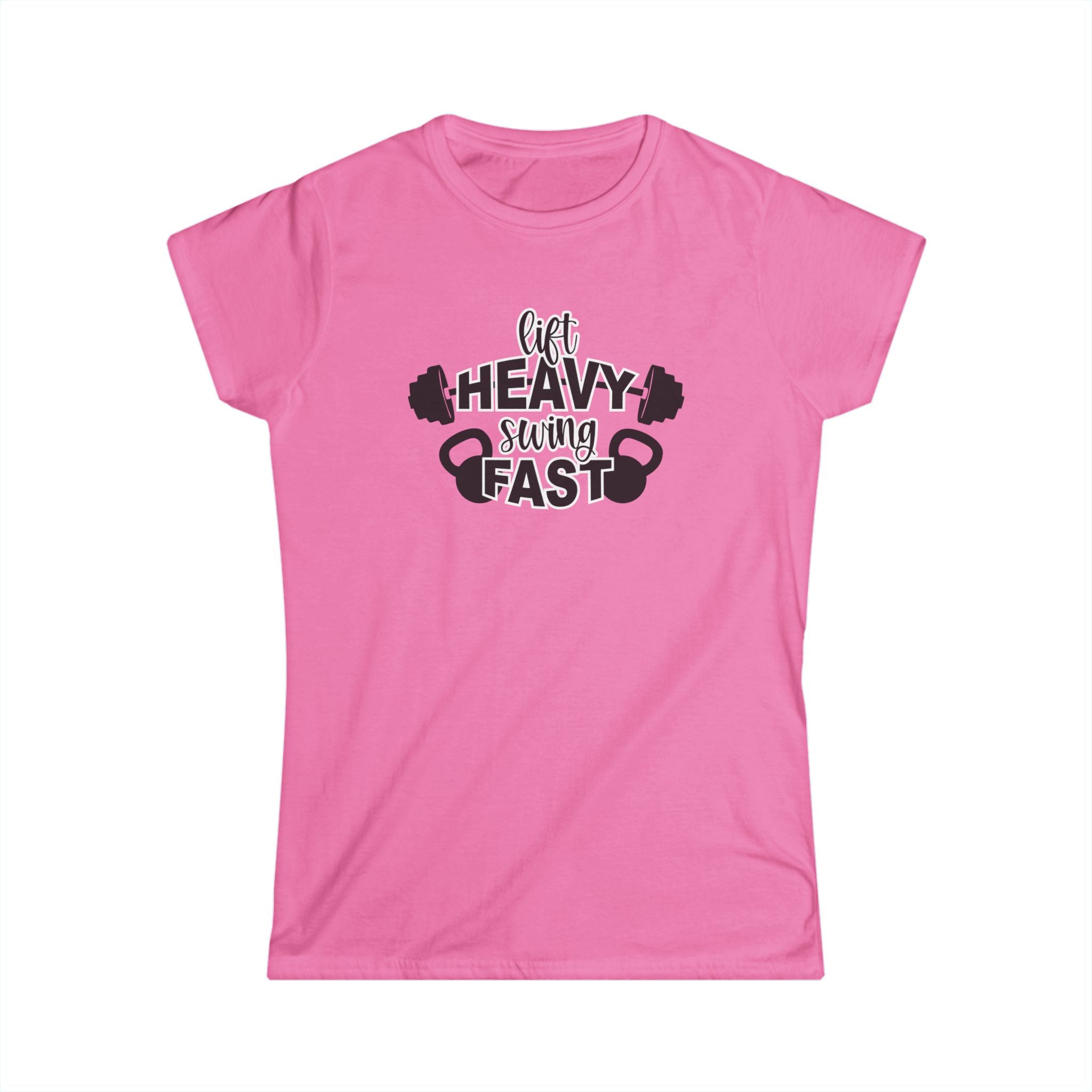 Lift Heavy Swing Fast - Women's Softstyle Tee - Black Logo