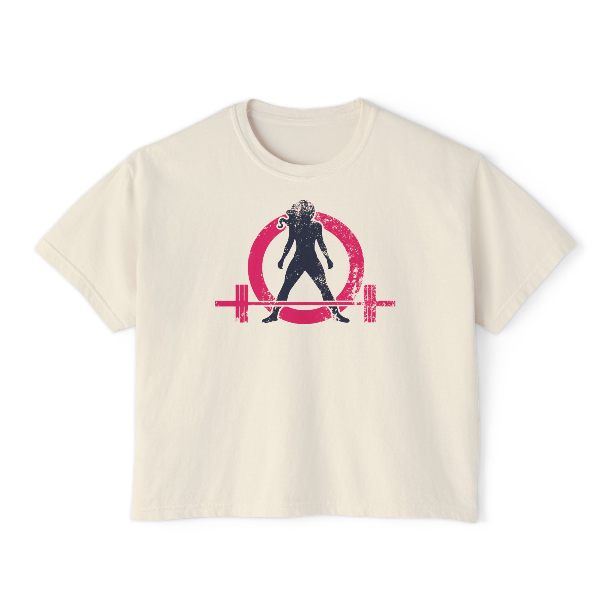Women's Boxy Tee - Color Distressed Logo Front Plain Back