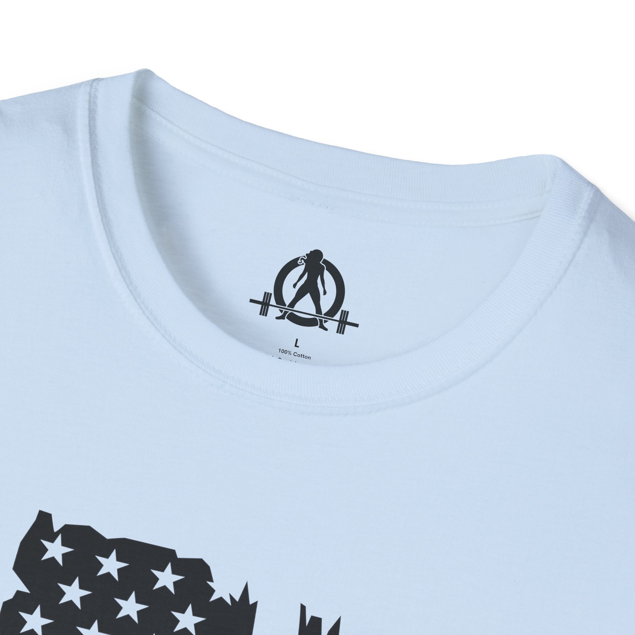 USA Barbell  - Unisex Softstyle T-Shirt - Black Logo - Plain Back