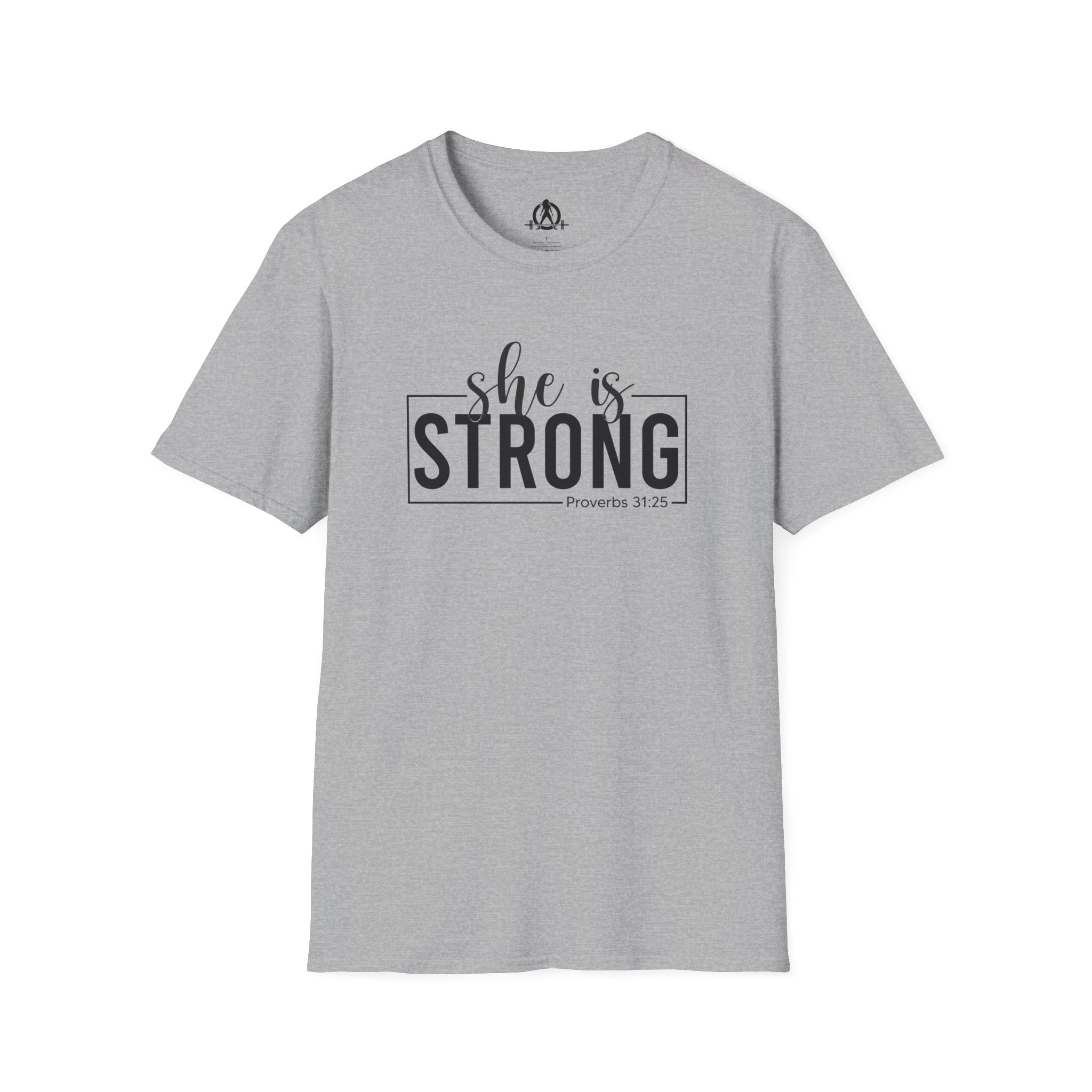 She Is STRONG - Unisex Softstyle T-Shirt - Front Black Print