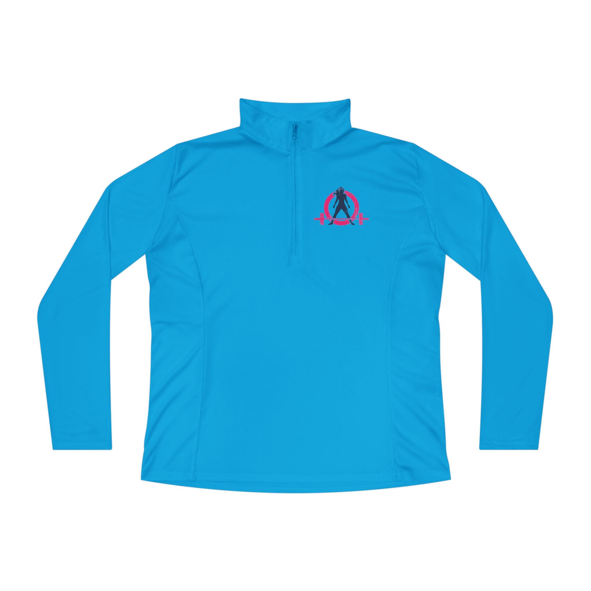 Ladies Quarter-Zip Pullover - White Distressed Logo