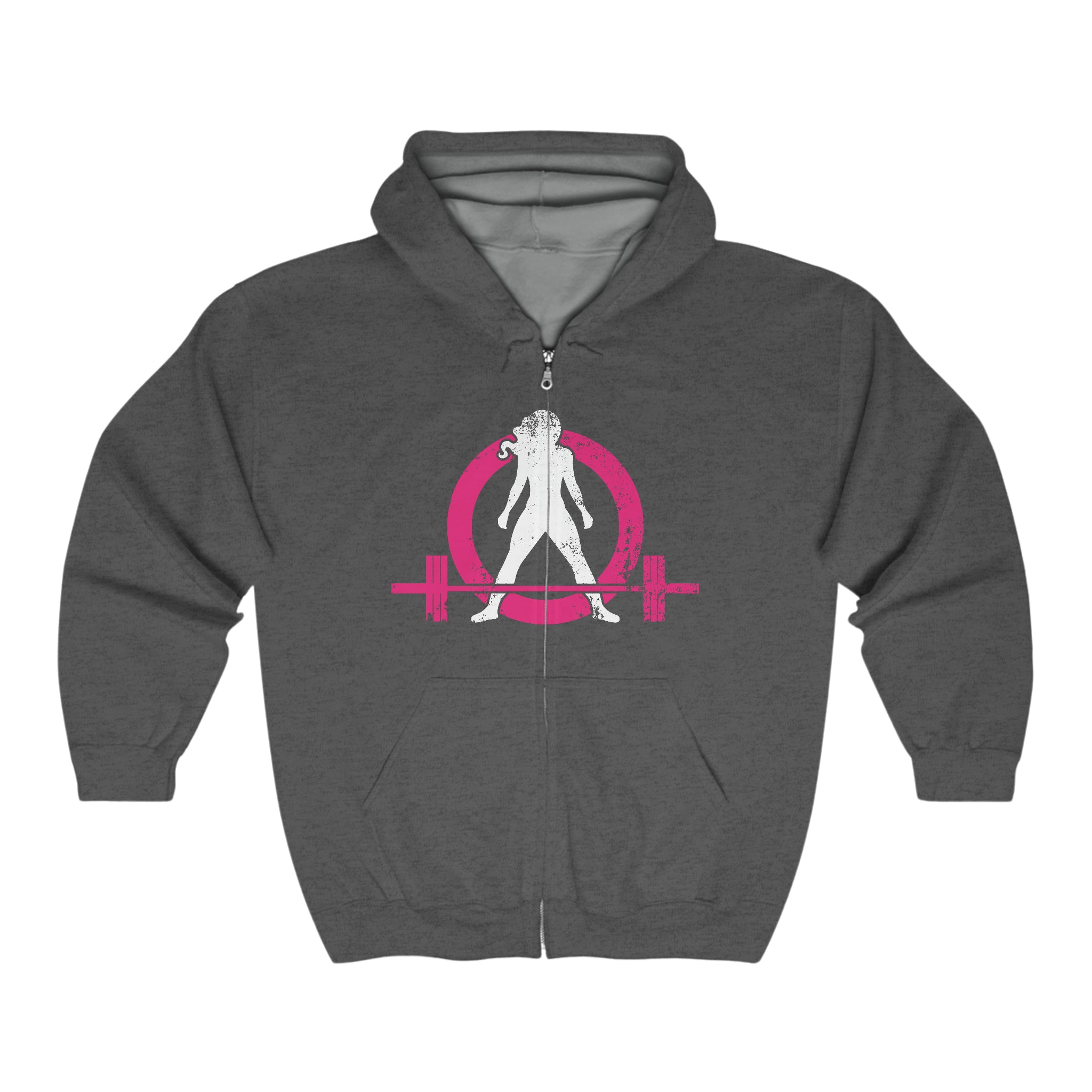Distressed Logo - Unisex Heavy Blend™ Full Zip Hooded Sweatshirt - Color Inverted Logo