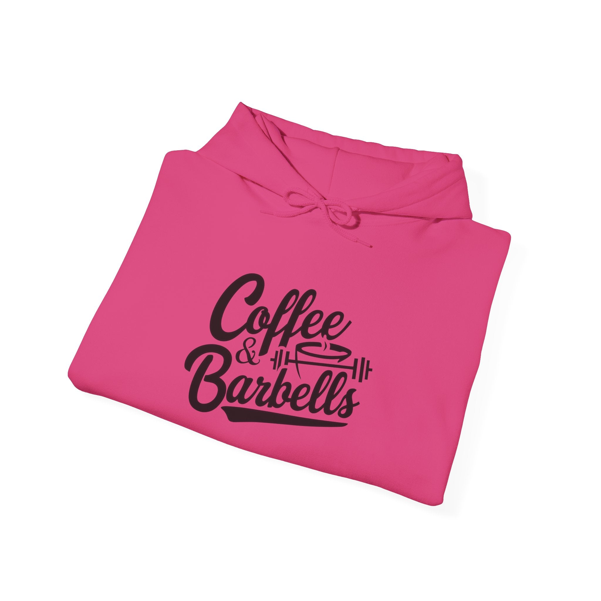 Coffee & Barbells  - Unisex Heavy Blend Hooded Sweatshirt - Black Logo on Front & Right Sleeve