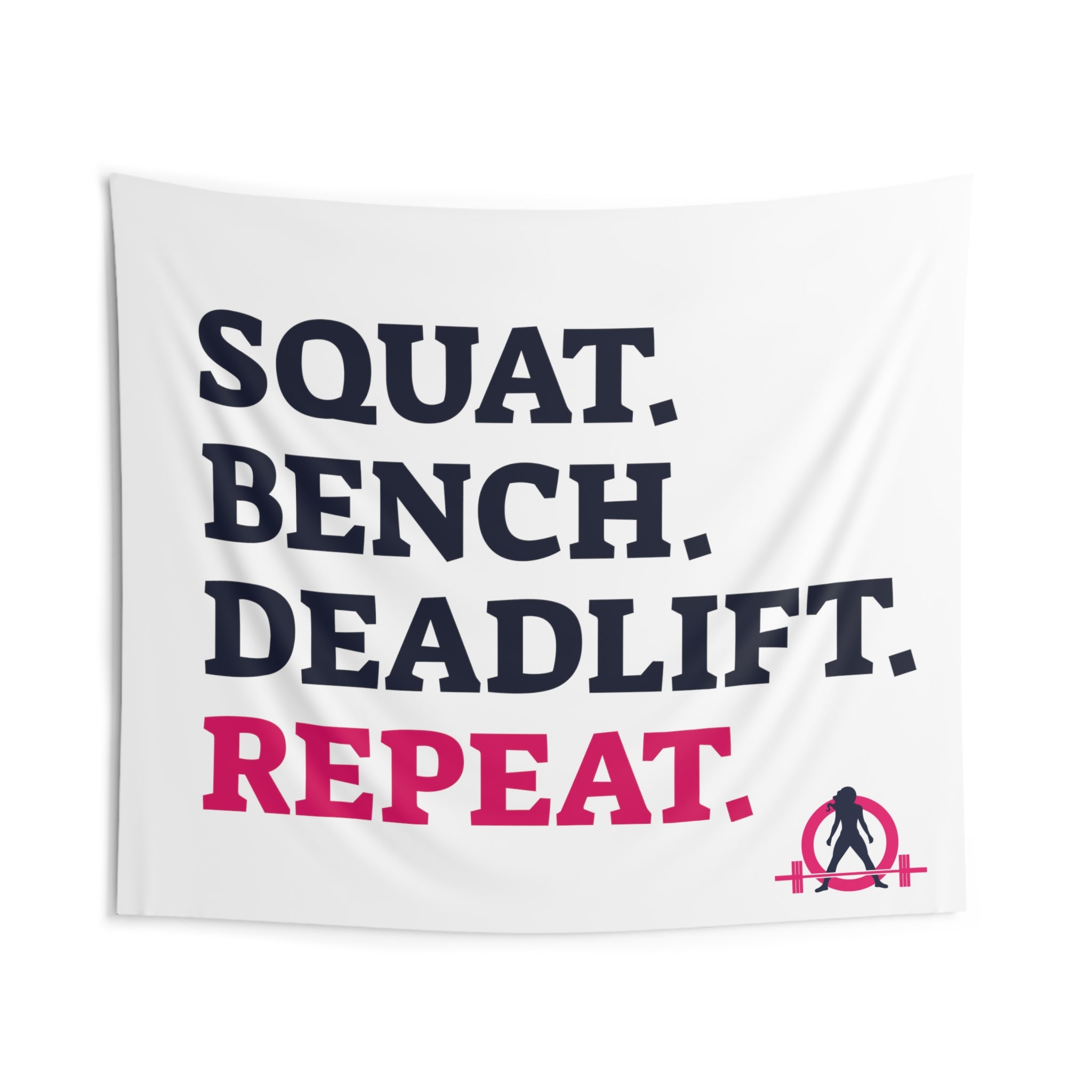 Squat Bench Deadlift Repeat - Indoor Wall Tapestries - White