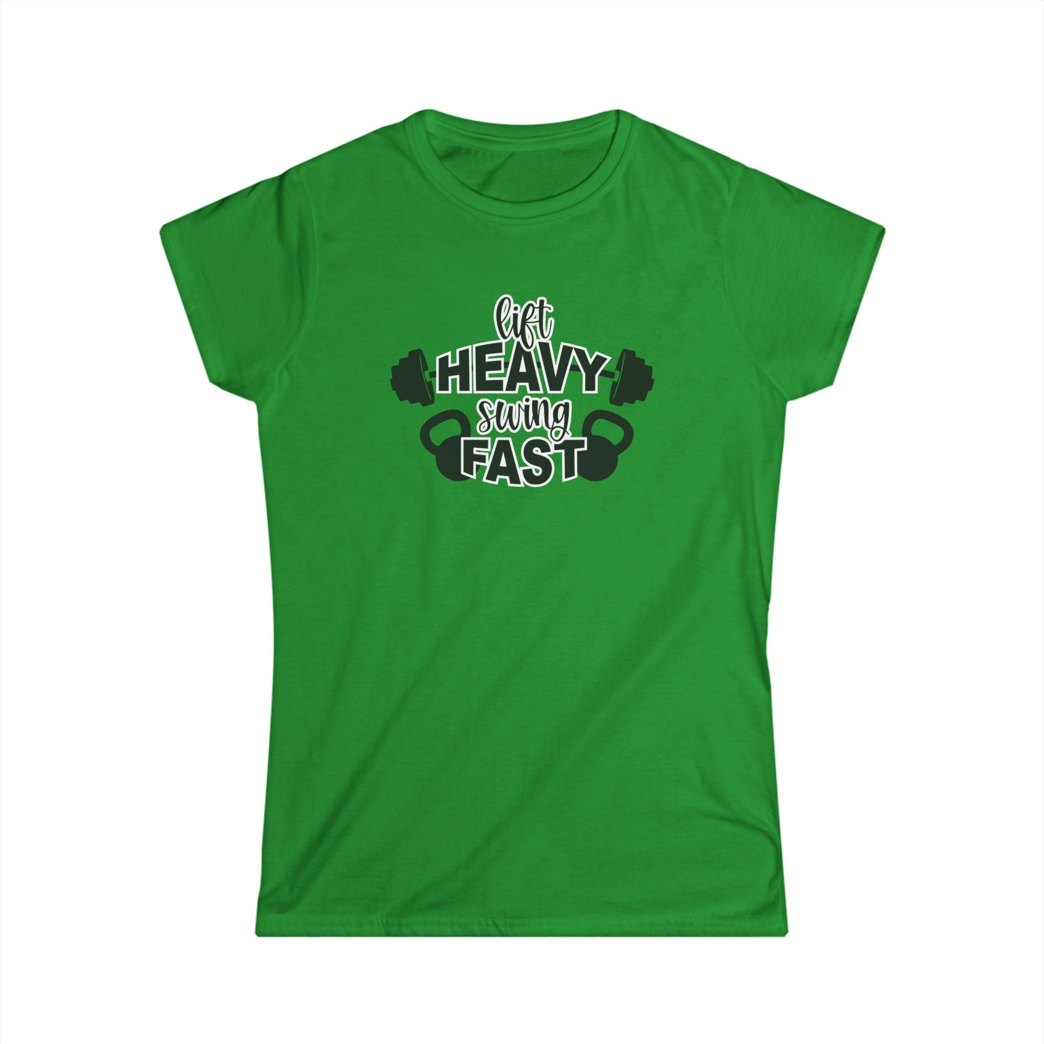 Lift Heavy Swing Fast - Women's Softstyle Tee - Black Logo