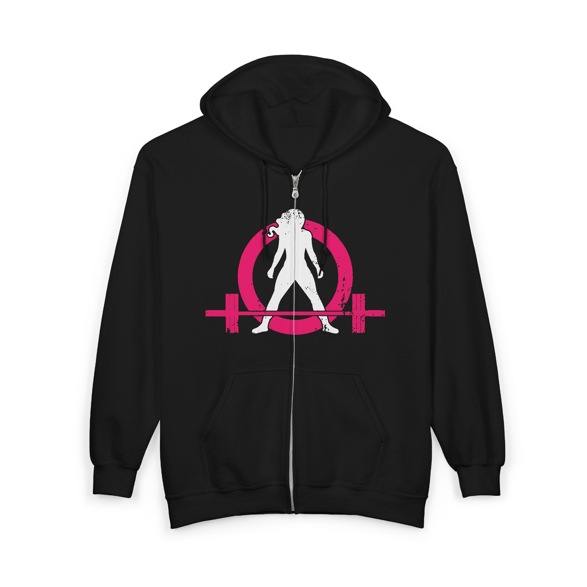 Distressed Logo – Unisex Heavy Blend™ Full Zip Hooded Sweatshirt – Color Inverted Log