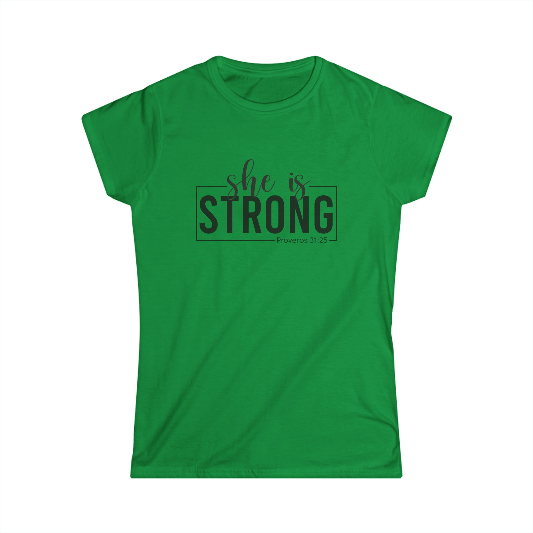 She is STRONG - Women's Softstyle Tee - Front Print Black