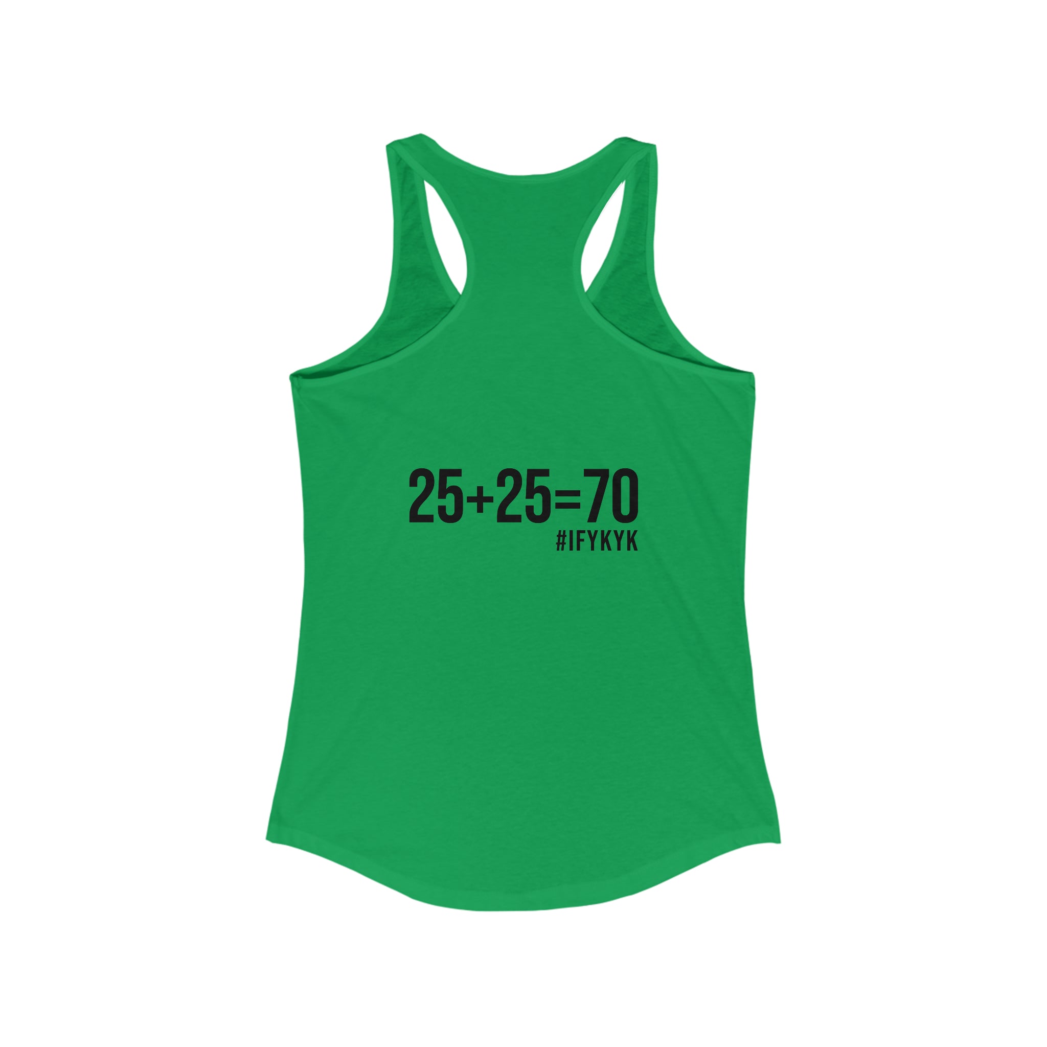 25 + 25 = 70 Women's Ideal Racerback Tank - Black Print Front & Back