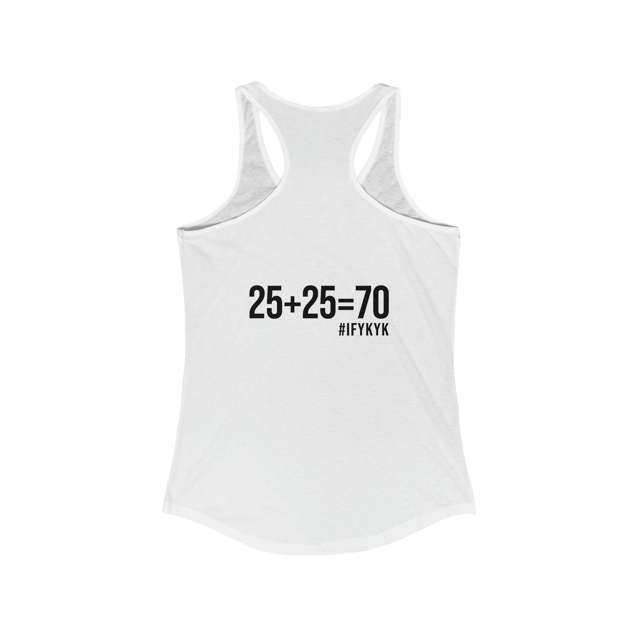 25 + 25 = 70 Women's Ideal Racerback Tank - Black Print Front & Back