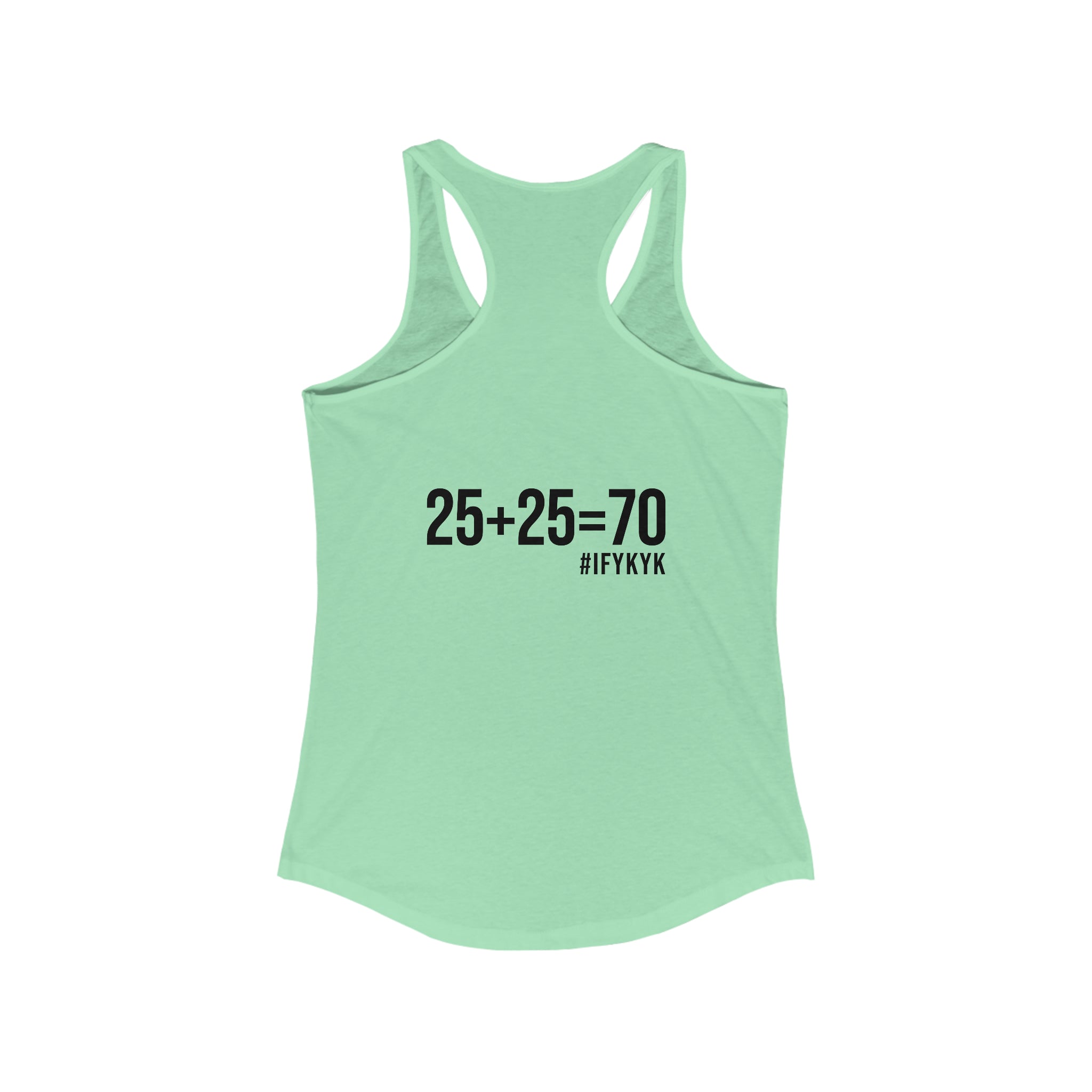25 + 25 = 70 Women's Ideal Racerback Tank - Black Print Front & Back