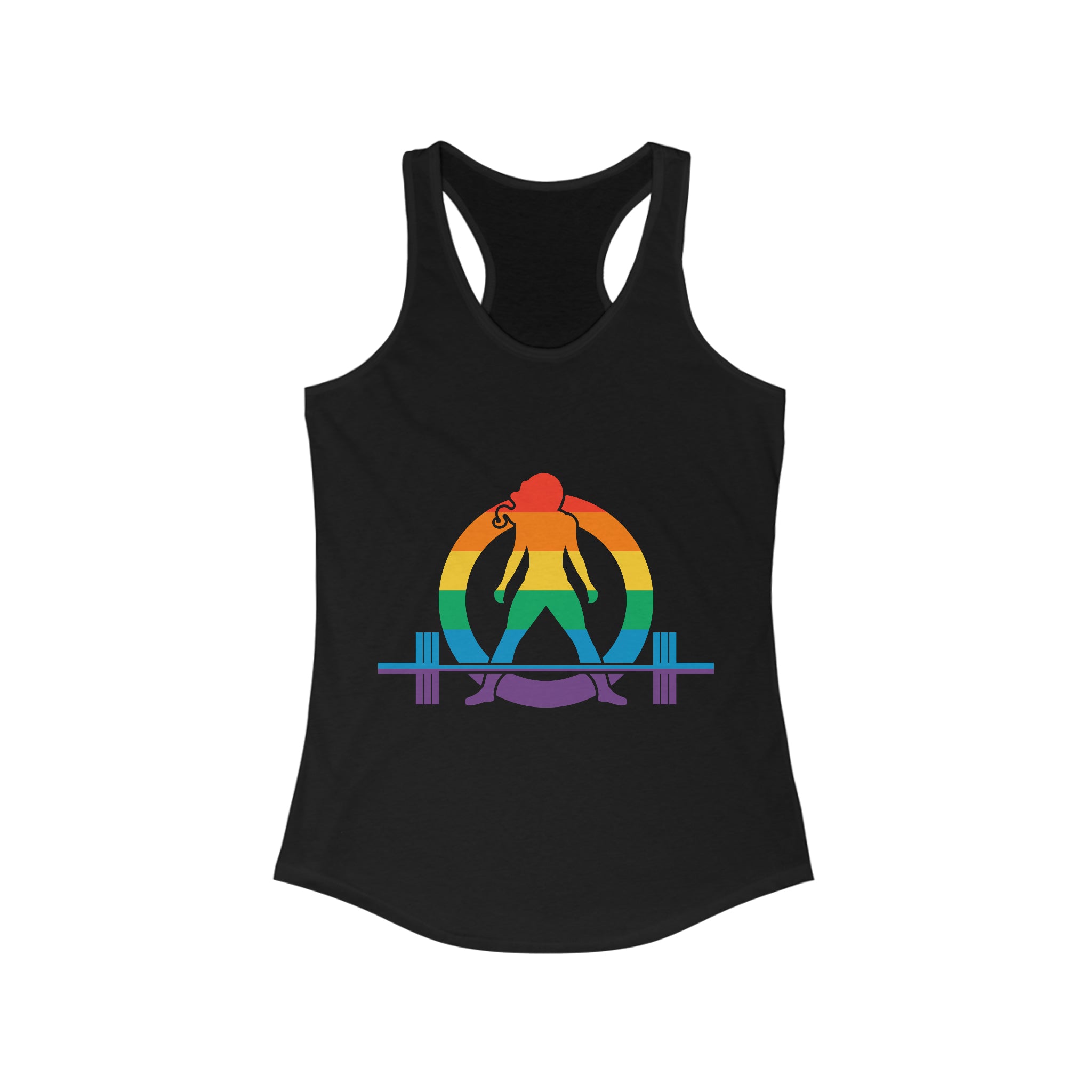 Pride Color Logo - Women's Ideal Racerback Tank - Plain Back
