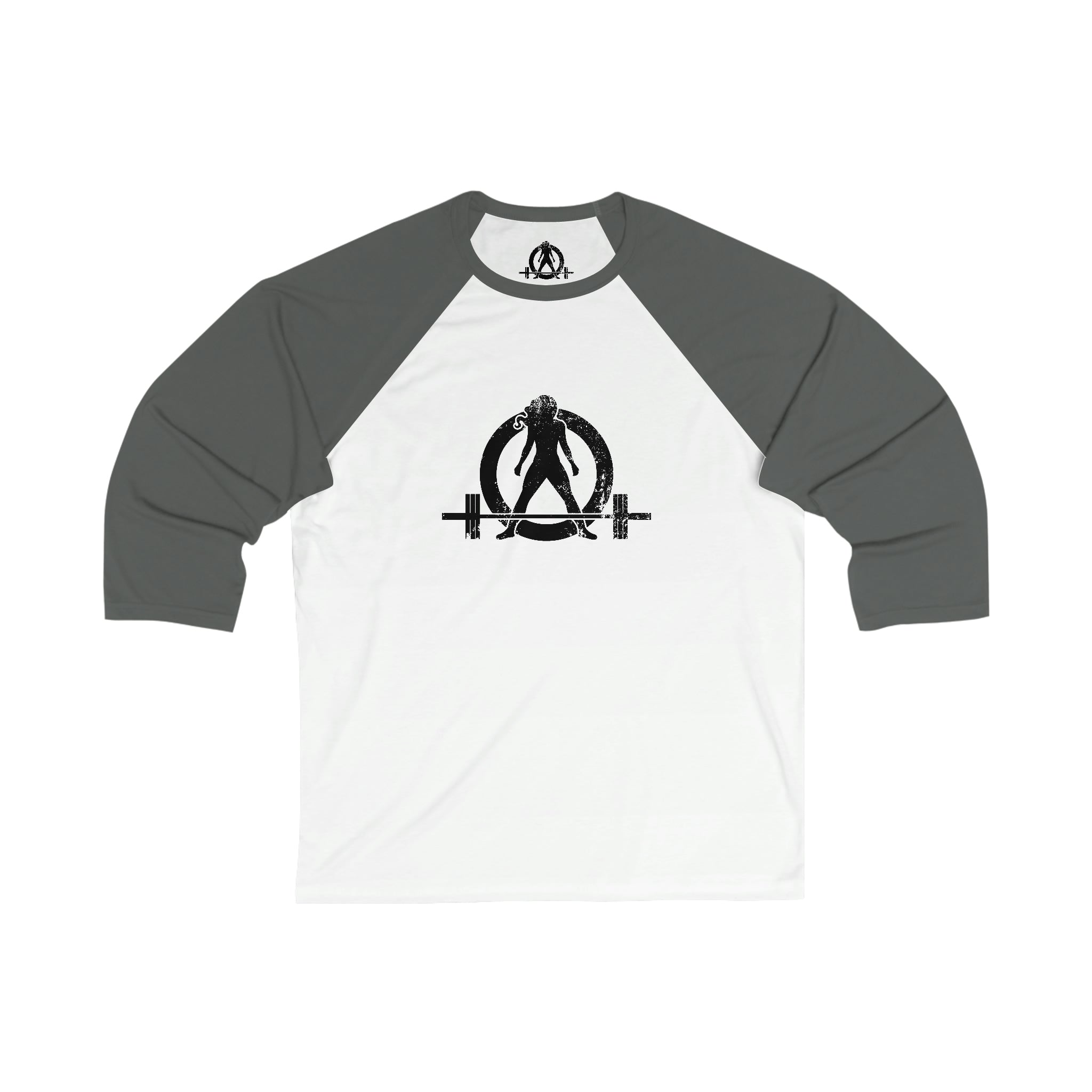 Unisex 3\4 Sleeve Baseball Tee - Classic Distressed Black Logo