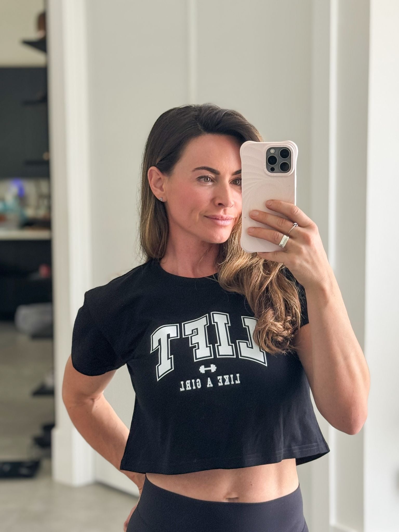 Lift Like A Girl – Women’s Crop Tee (White Logo)