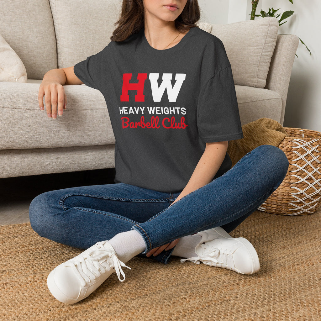 Heavy Weights Barbell Club  - Unisex Softstyle T-Shirt - Black Logo - Plain Back
