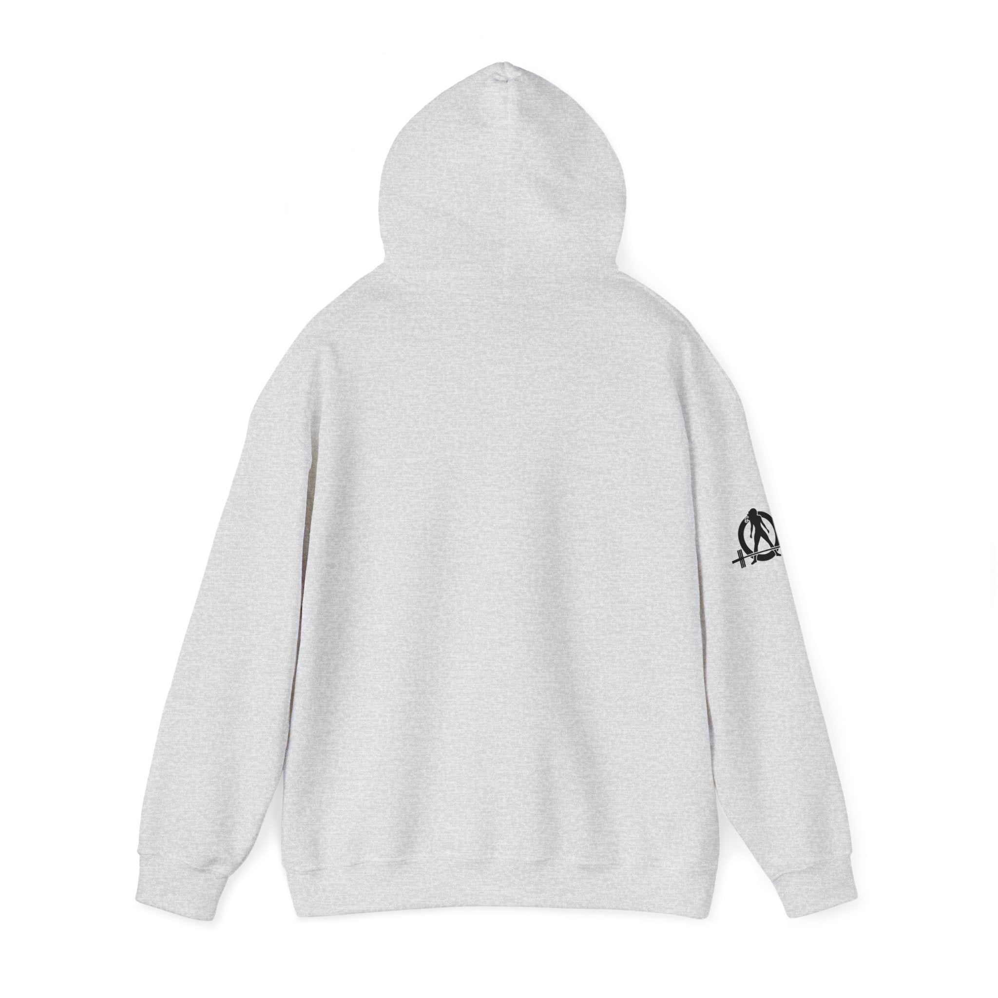 I Could Squat You - Classic Logo White - Unisex Heavy Blend Hooded Sweatshirt - Black Print on Front