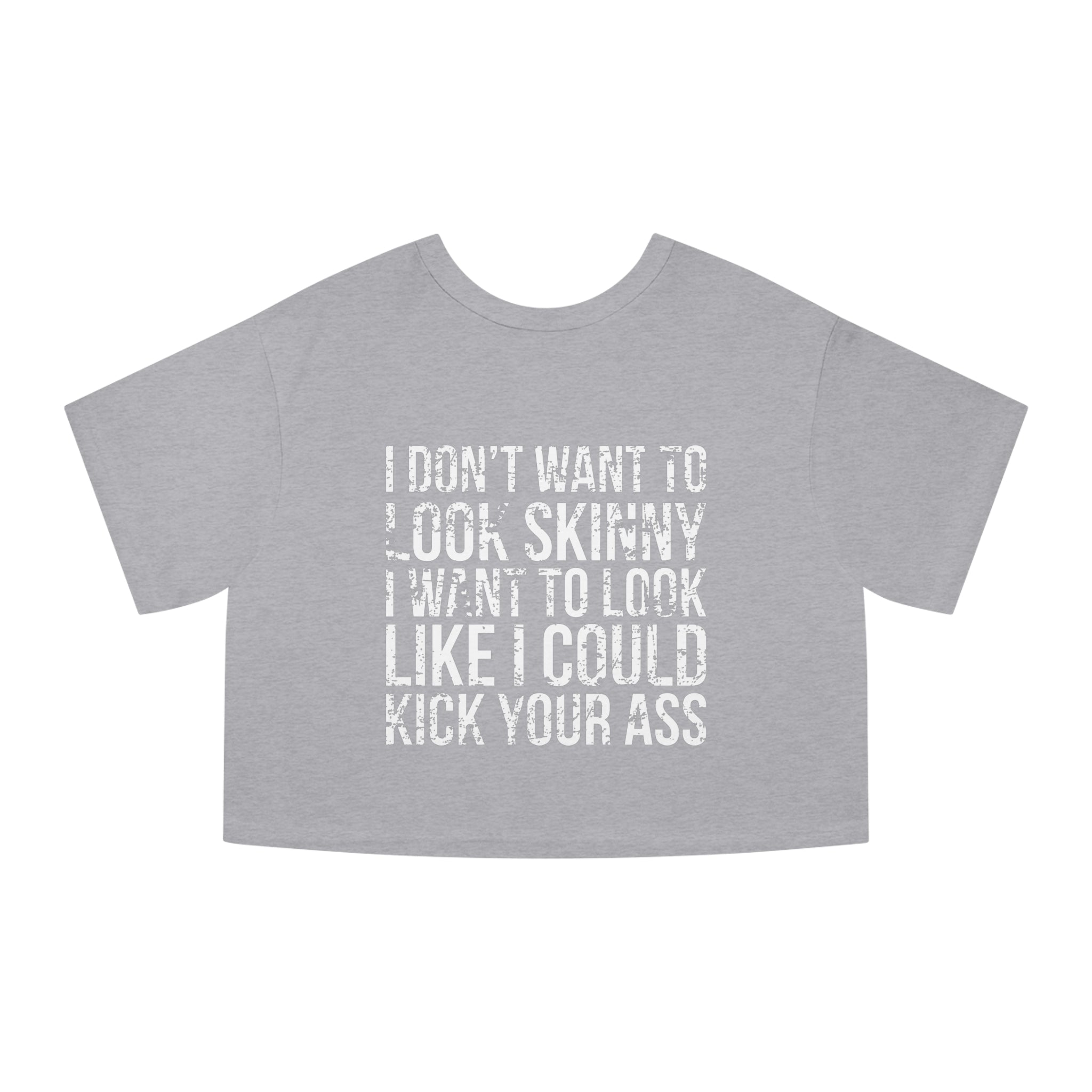Champion Women's Heritage Cropped T-Shirt - Kick Your Ass White Distressed Logo