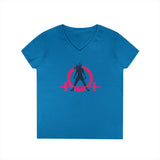 Ladies' V-Neck T-Shirt - Color Distressed Logo