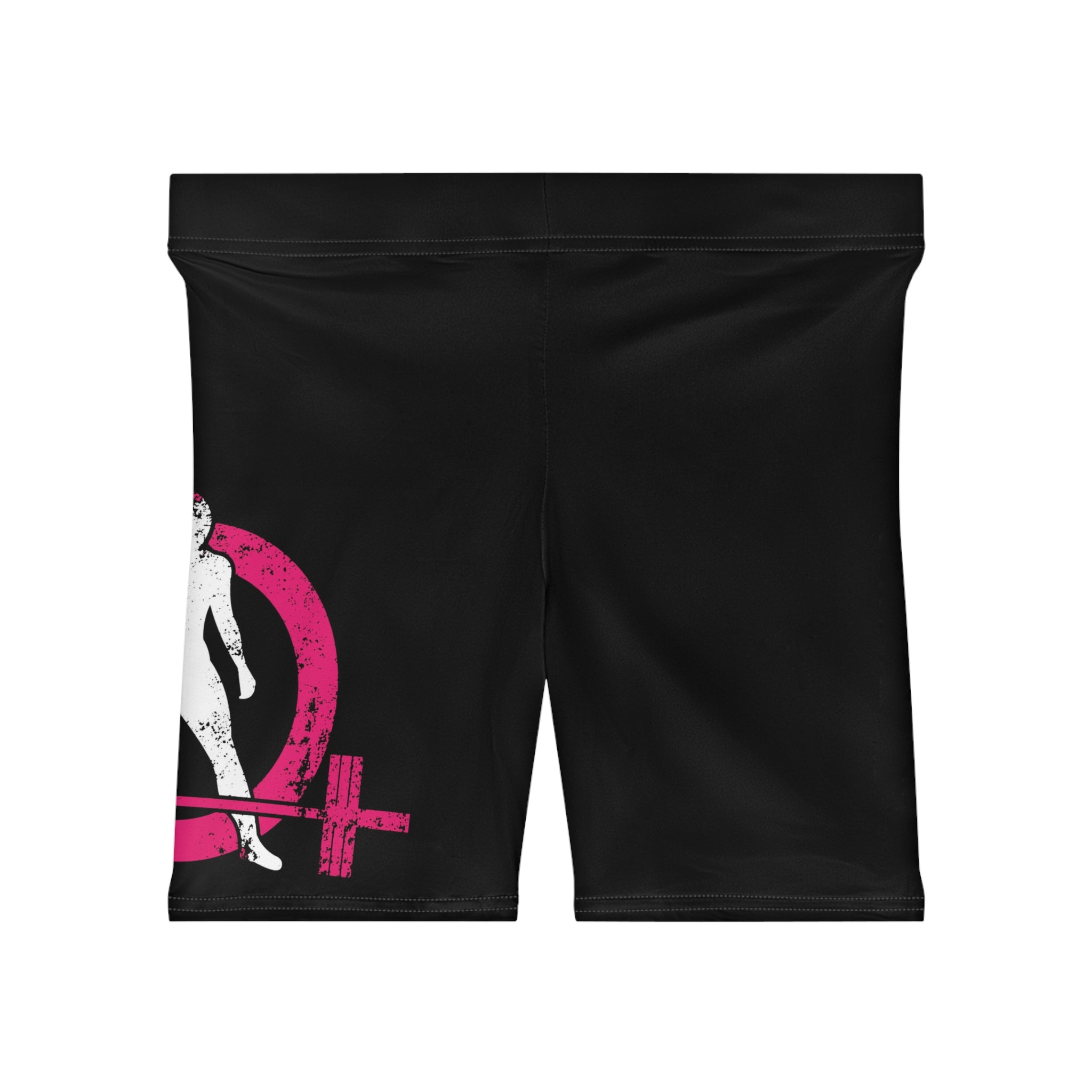 Women's Biker Shorts - Black with Distressed Color Logo