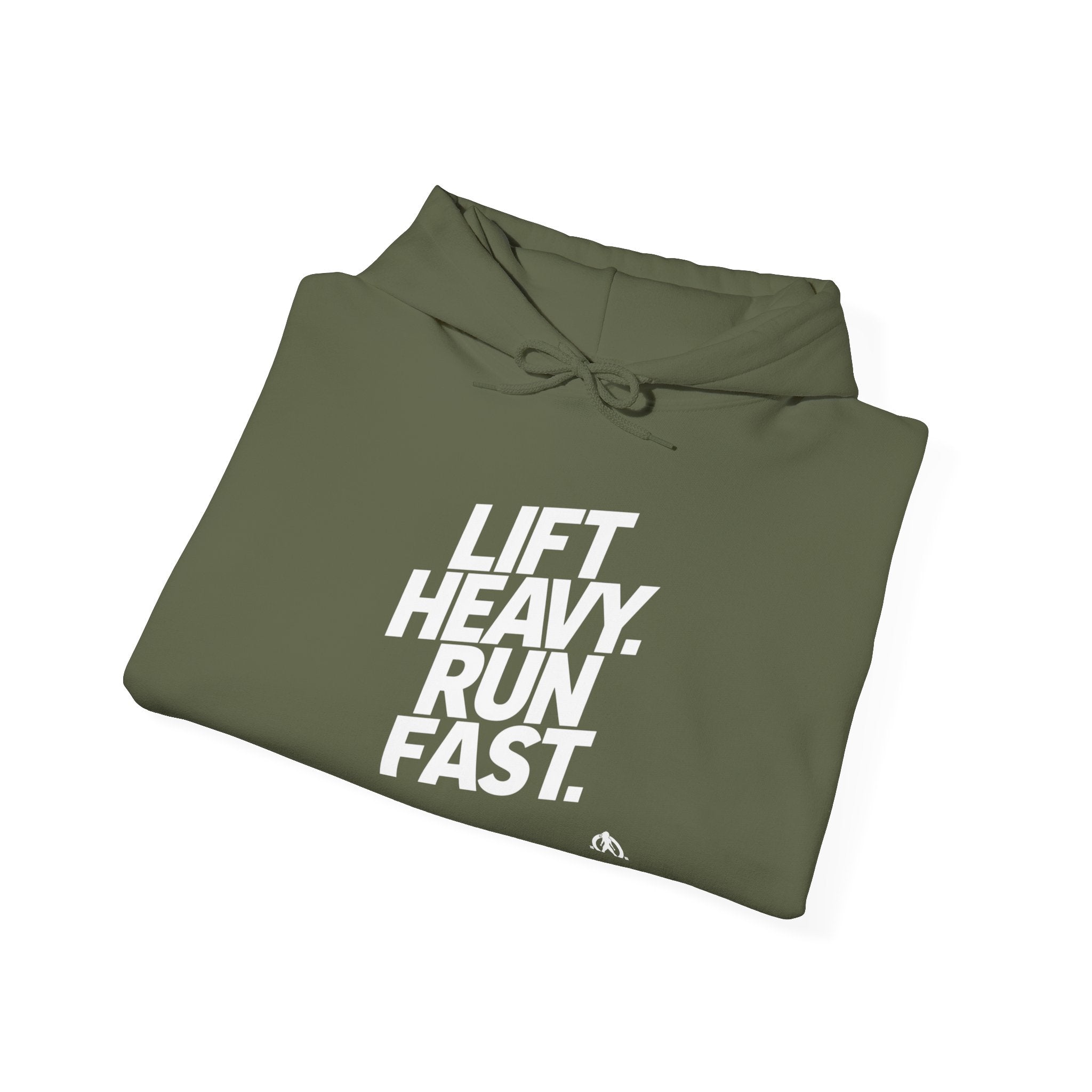 Lift Heavy Run Fast - Unisex Heavy Blend Hooded Sweatshirt - Front White Logo