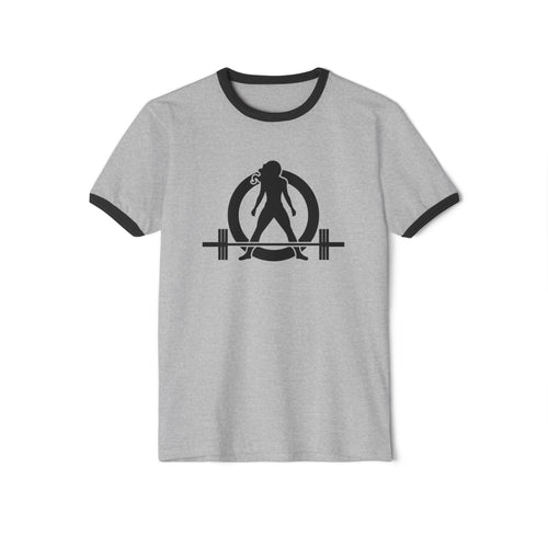 ALL I NEED IS COFFEE & A Barbell - Unisex Cotton Ringer T-Shirt - Black Logo Front & Back