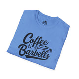 Coffee & Barbells - Unisex Softstyle T-Shirt - Black Print on Front Plain Back