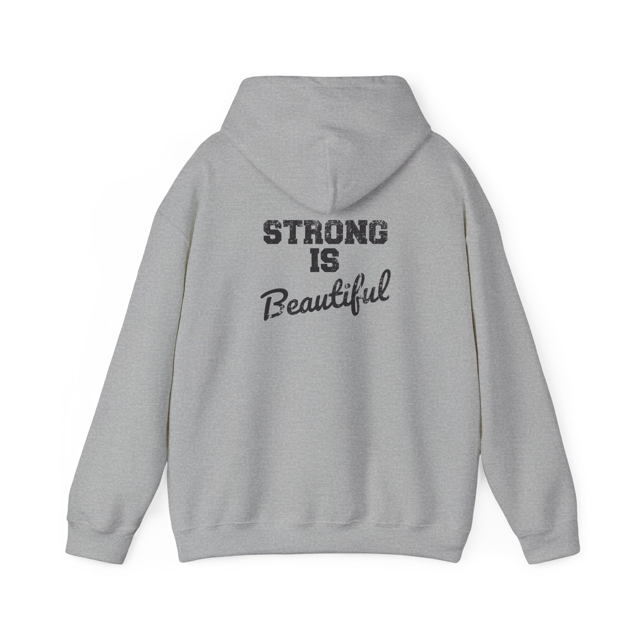 Strong Is Beautiful - Distressed Black Logo - Unisex Heavy Blend Hooded Sweatshirt