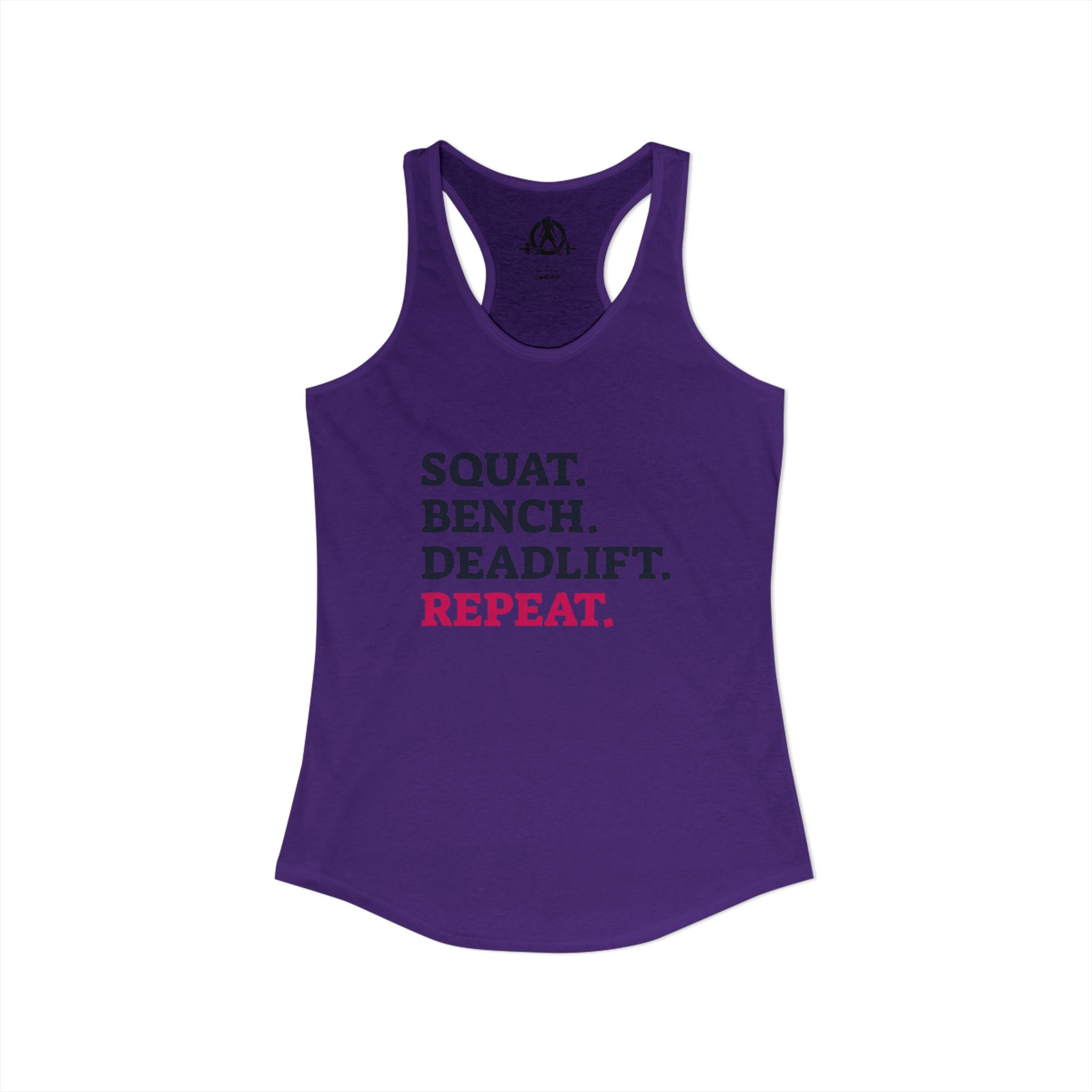 Squat Bench Deadlift Repeat - Women's Ideal Racerback Tank - Front Logo Plain Back
