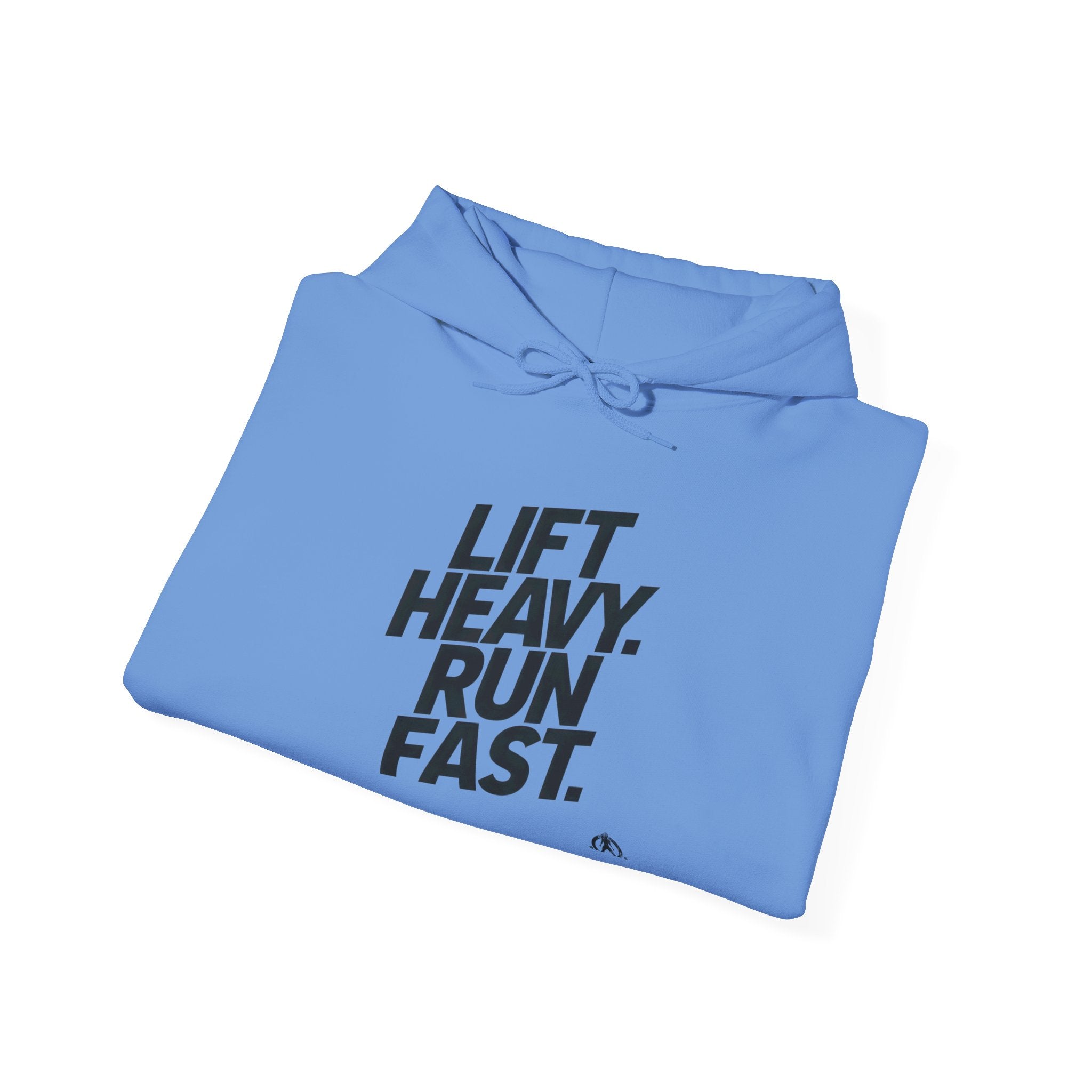 Lift Heavy Run Fast – Unisex Heavy Blend™ Hooded Sweatshirt (Front Black Logo) 🏋️‍♂️🏃‍♀️🖤