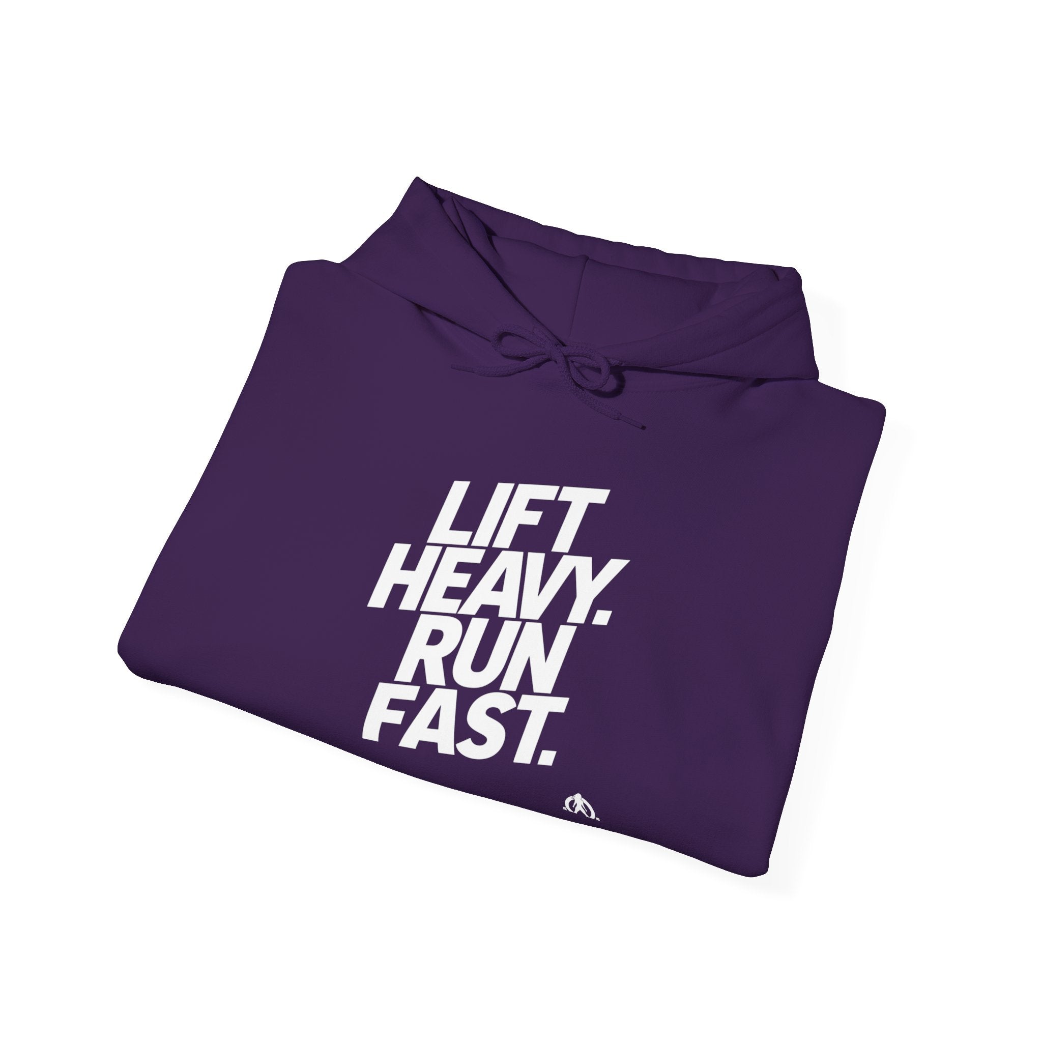 Lift Heavy Run Fast - Unisex Heavy Blend Hooded Sweatshirt - Front White Logo