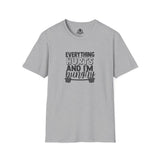 Everything Hurts & I'm Hungry - Unisex Softstyle T-Shirt - Black Print on Front Plain Back