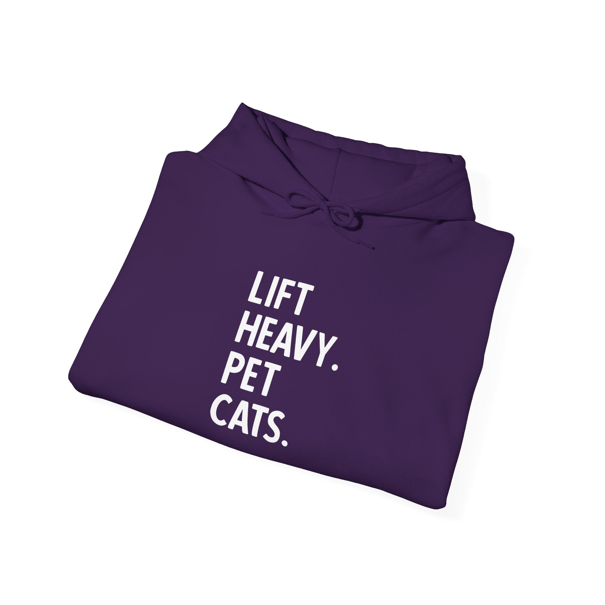 Lift Heavy Pet Cats - Unisex Heavy Blend Hooded Sweatshirt - White Logo