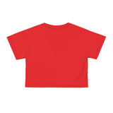 Crop Tee AOP - Red - White Distressed Logo
