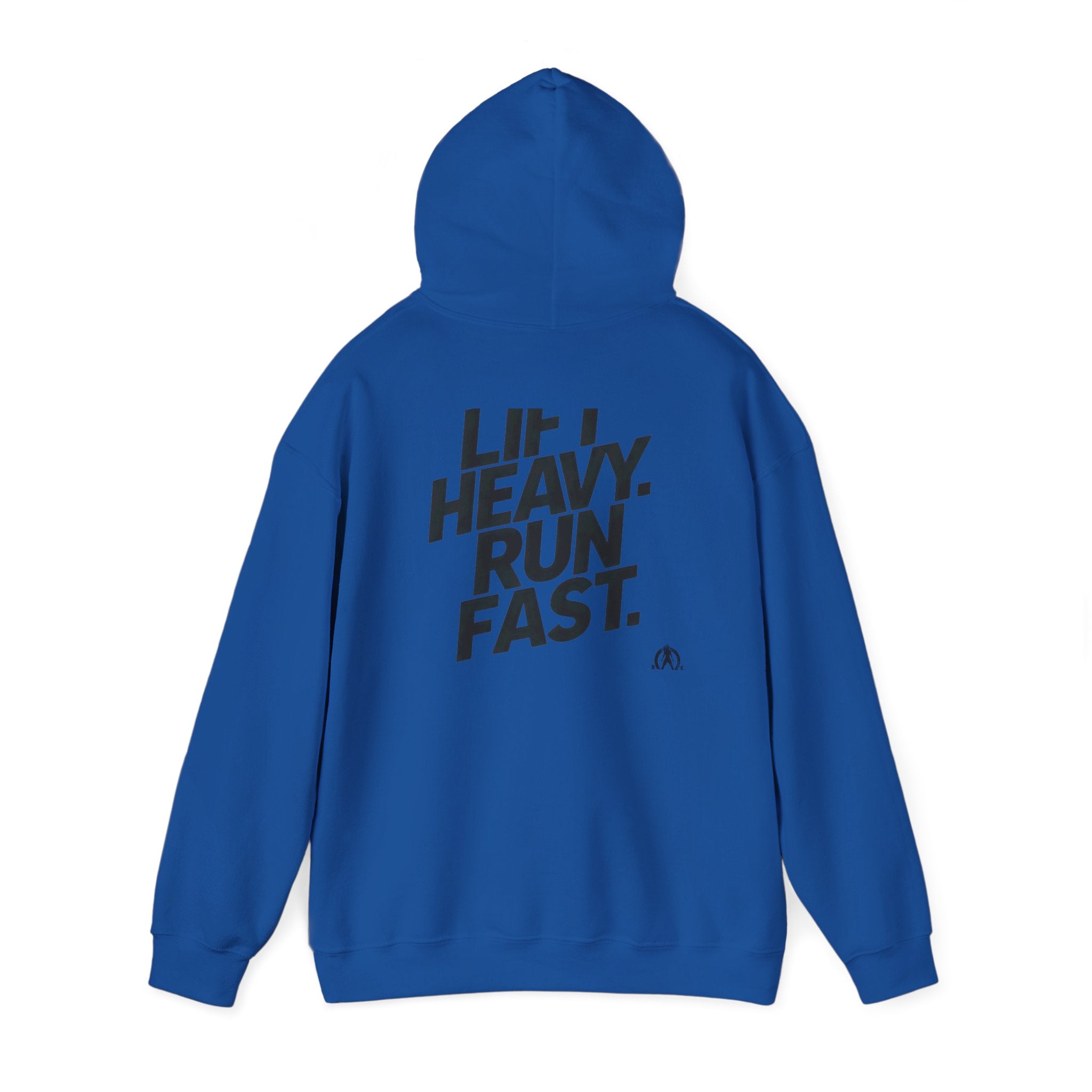 Lift Heavy Run Fast - Unisex Heavy Blend Hooded Sweatshirt  - Front & Back Black Logo