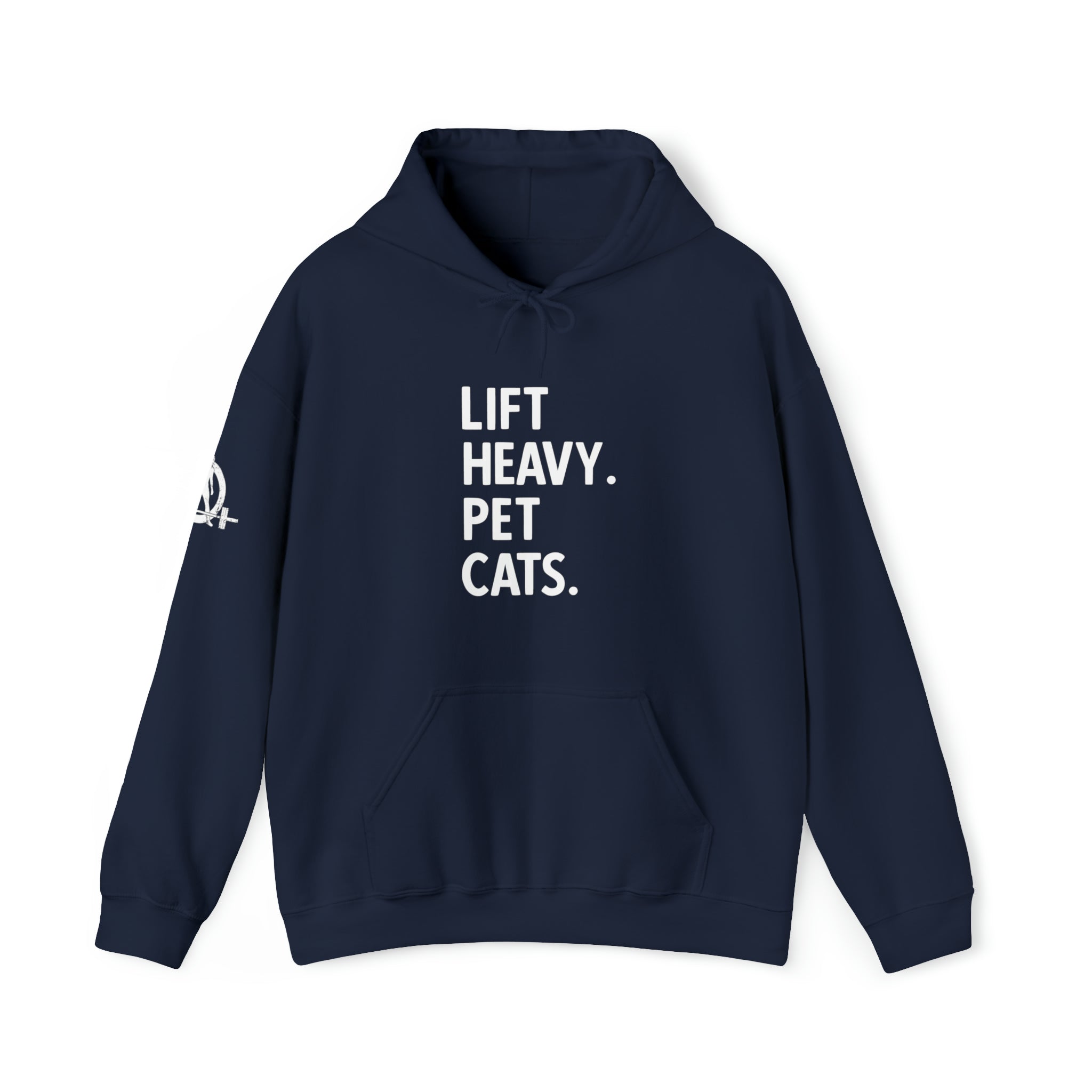 Lift Heavy Pet Cats - Unisex Heavy Blend Hooded Sweatshirt - White Front Logo