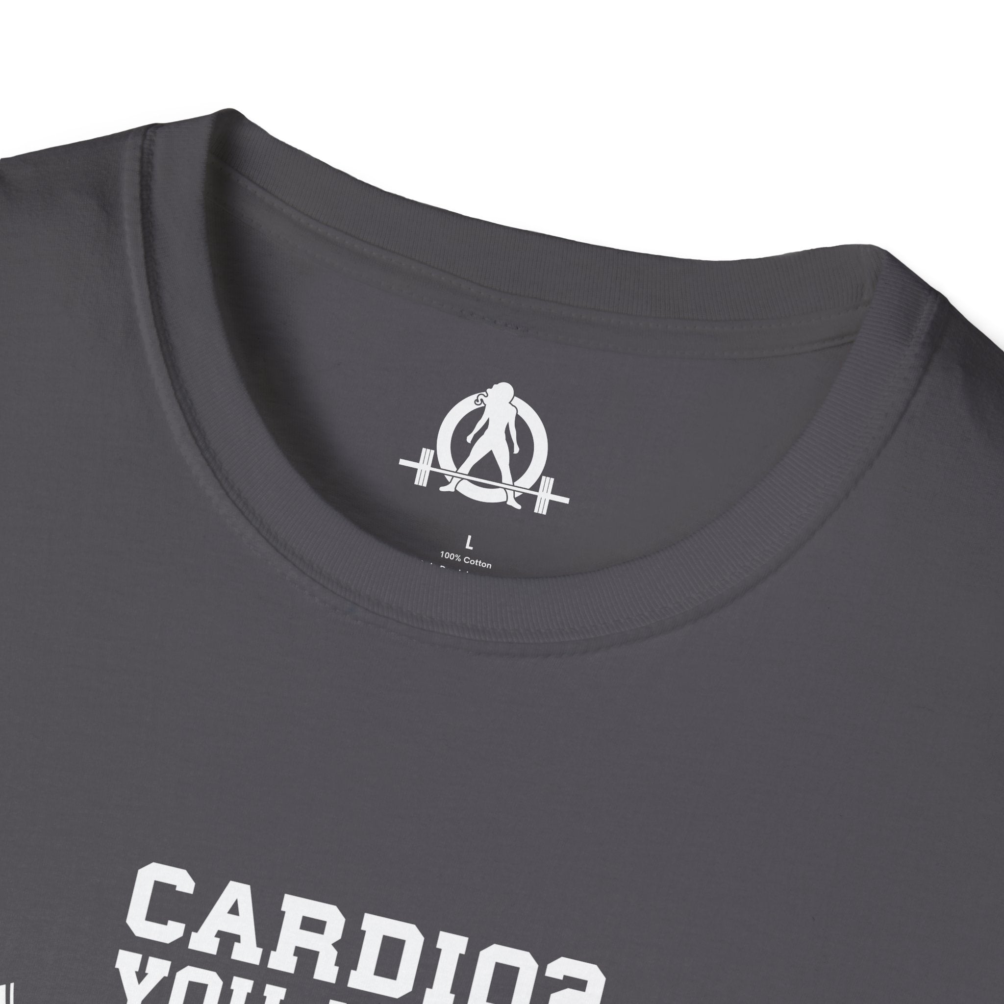 Cardio = Lift Weights Faster - Unisex Softstyle T-Shirt - Logo Front