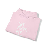 Lift Heavy Pet Cats - Unisex Heavy Blend Hooded Sweatshirt - White Front Logo