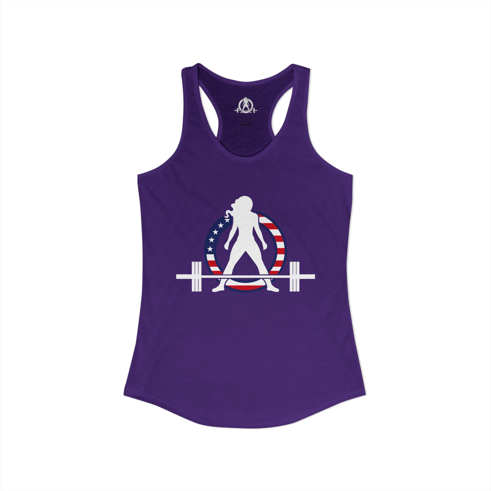 WWLW USA Logo - Women's Ideal Racerback Tank - USA Dark Light - Plain Back
