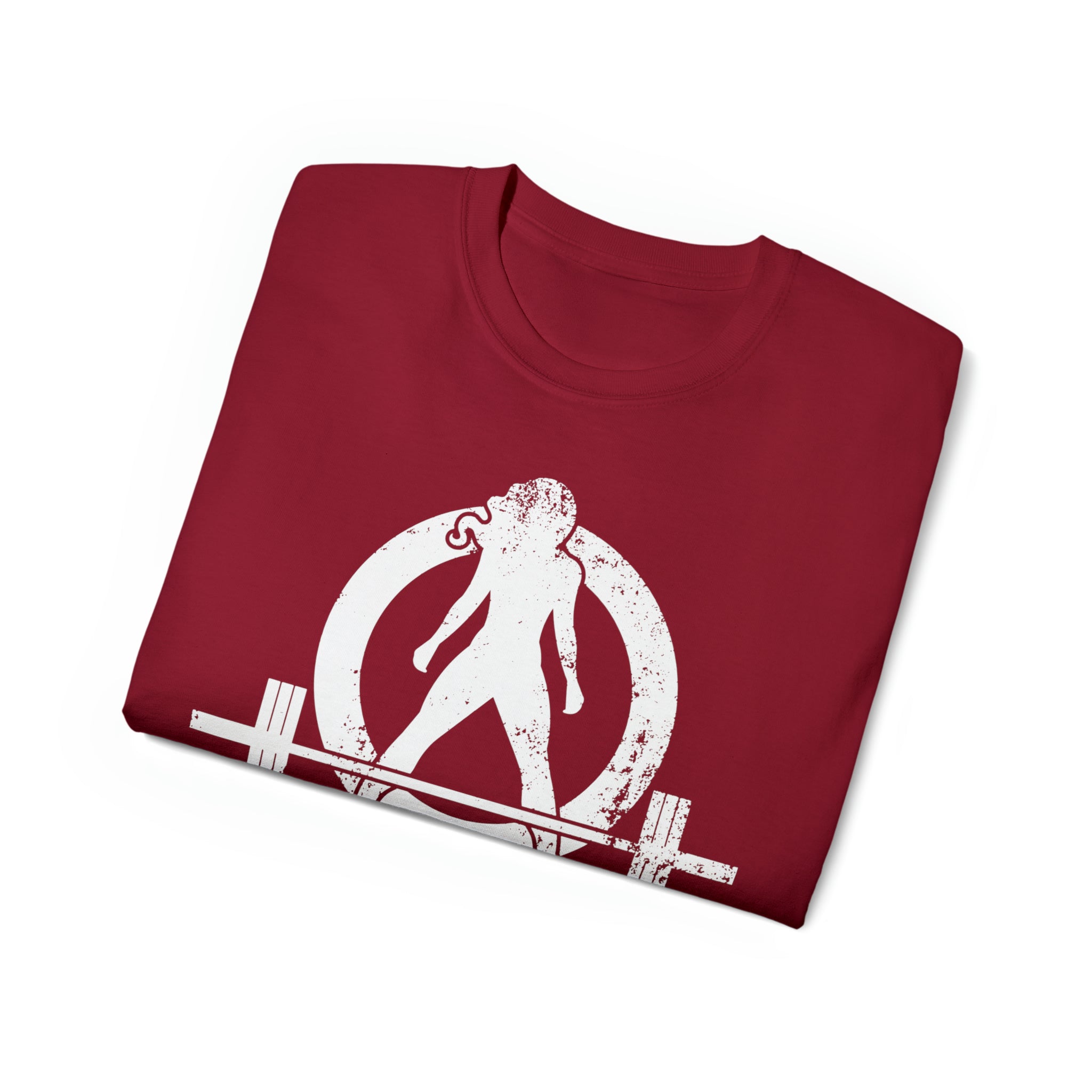 Unisex Ultra Cotton Tee - Distressed White Logo - Plain Back