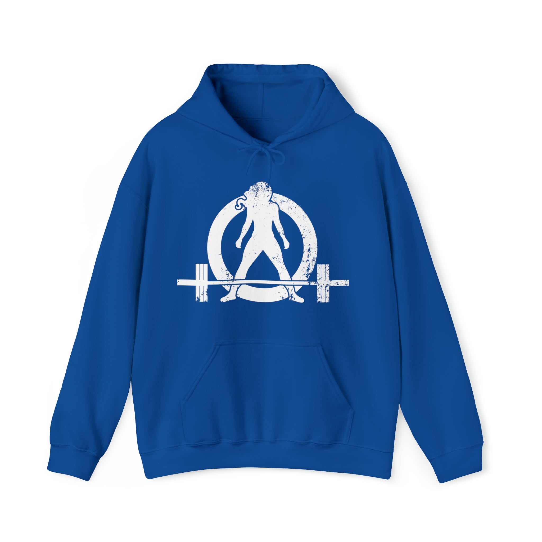 Strong Not Skinny - White Distressed Logo - Unisex Heavy Blend Hooded Sweatshirt