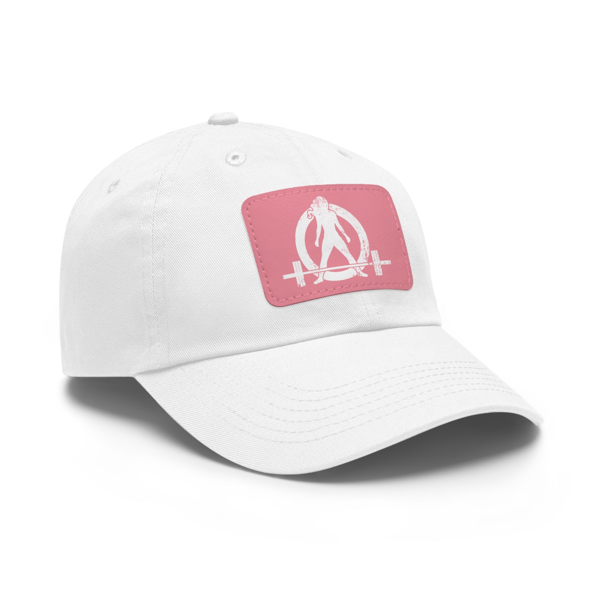 Distressed - Dad Hat with Leather Patch (Rectangle) - White Font