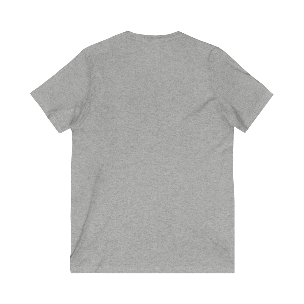 Lift Heavy Shit - Unisex Jersey Short Sleeve V-Neck Tee - Black Logo Plain Back