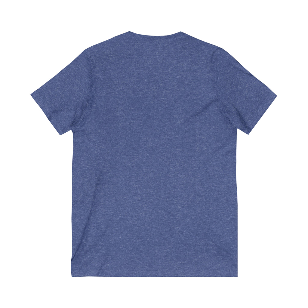 Lift Heavy Shit - Unisex Jersey Short Sleeve V-Neck Tee - Black Logo Plain Back