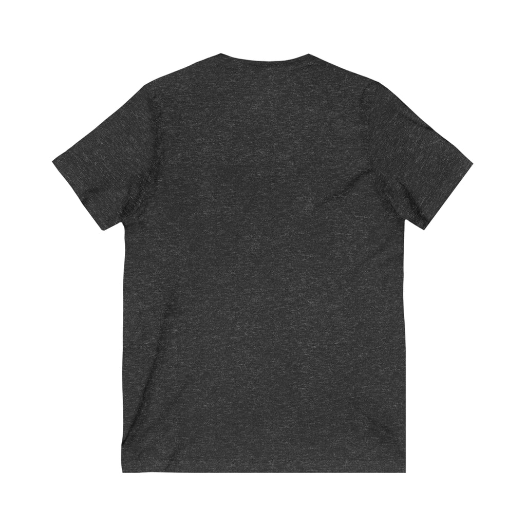 Lift Heavy Shit - Unisex Jersey Short Sleeve V-Neck Tee - Black Logo Plain Back