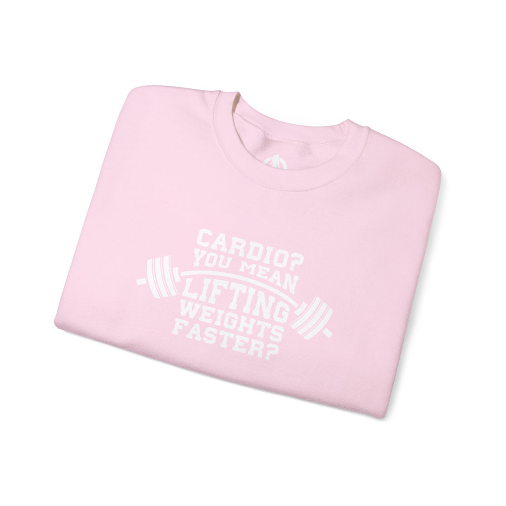 Cardio = Lift Weights Faster - Unisex Heavy Blend™ Crewneck Sweatshirt - Front  Logo