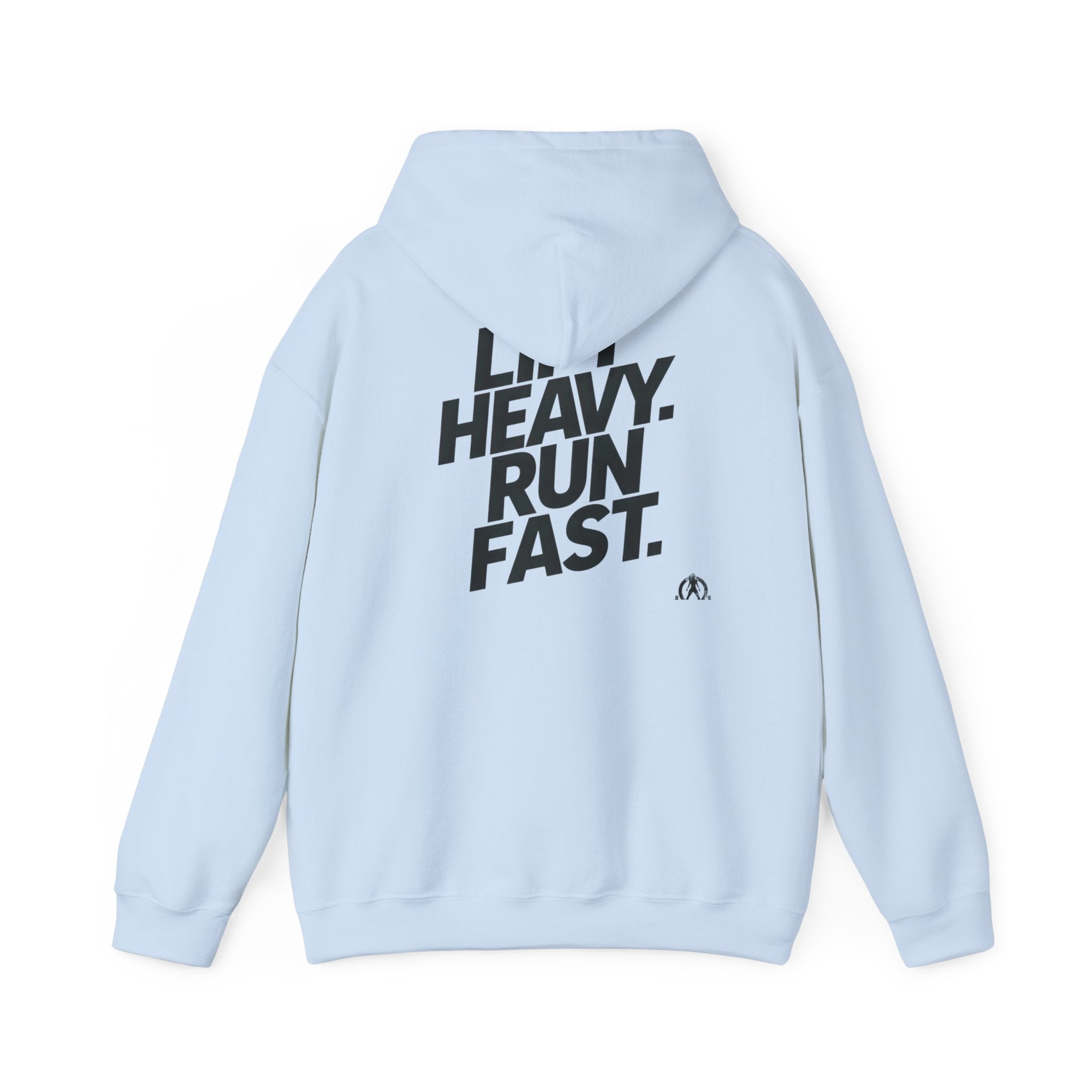 Lift Heavy Run Fast - Unisex Heavy Blend Hooded Sweatshirt  - Front & Back Black Logo